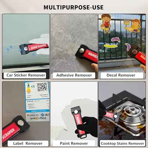 EHDIS 2PCS Plastic Razor Blade Scraper with Blade Storage Box with 20pcs Double Edged Blades for Adhesive,Gasket Labels, Decal and Sticker Remover from Glass,Window