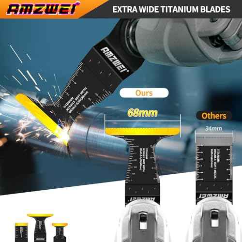 118PCS Oscillating Tool Blades Metal Wood Cutting, Professional Curved Edge Oscillating Saw Blades with Titanium Multitool Blades, Compatible with Dewalt Milwaukee Ryobi Rockwell Fein