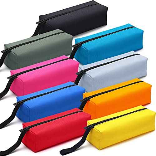 9 Packs Small Tool Pouch Zipper Tool Bags Canvas Waterproof Versatile Hand Zippered Tool Pouches Heavy Duty Multipurpose Zipper Tool Pouch Tote Bag for Organizer Storage (11.8 x 3.9 x 3.9 Inch)