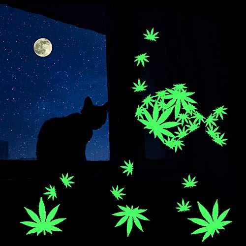 104 Pieces Pot Leaf Stickers Glow in The Dark Wall Stickers Luminous Adhesive Weed Leaf Decals for Home Decorations Birthday Wedding Party Supplies