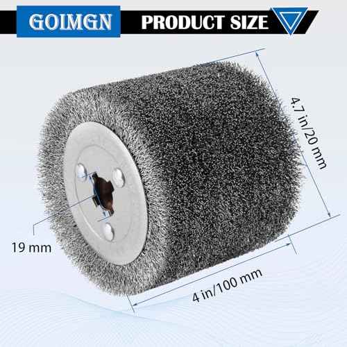 4.7"x 4" Stainless Steel Wire Brush Drum,0.3mm Drawing Wheel Wire Wheel Burnishing Tool,Surface Conditioning Tool Drum for Metal Surface Polishing Grinding Rust Removal-3/4 Quad Keyway