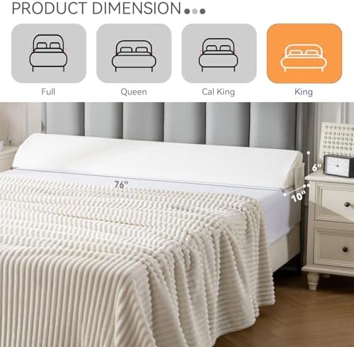 King Bed Wedge Pillow Headboard (76"x10"x6"), Bed Mattress Gap Filler Close The Gap (0-6 in) with Side Pocket