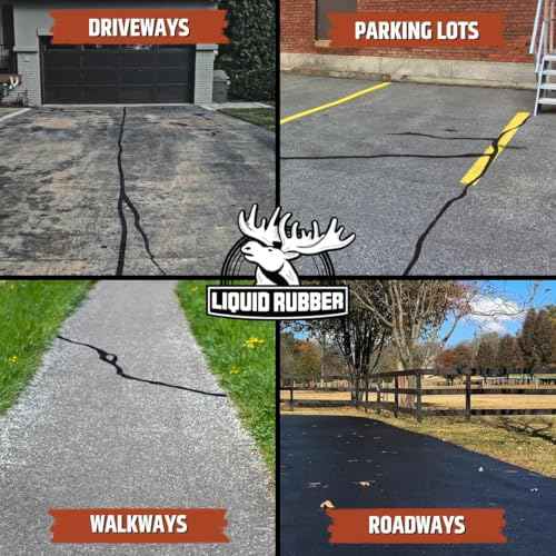 Liquid Rubber Asphalt Crack Filler - Professional-Grade Self-Leveling Waterproof Sealant for Driveway, Parking Lot & Walkway Cracks - Black 10oz - Helps Stop Water Intrusion & UV Damage - 4 Pack