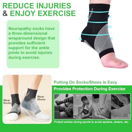 4Pairs Mixed Colors Compression Socks For Women & Men, Foot Neuropathy Socks, Nano Neuropathy Socks Dr - Sock Soothers For Neuropathy Sleep Socks, Comprex Ankle Brace Sleeves(Medium)