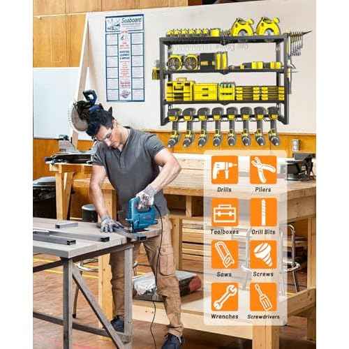 Power Tool Organizer Wall Mount,8 Drill Holders,Tool Organizers Power Tool & Drills Storage Rack Tool Shelf in Garage Workshop for Father's Day Husband Men's Gift (4Tiers, 8 Drill Holder)