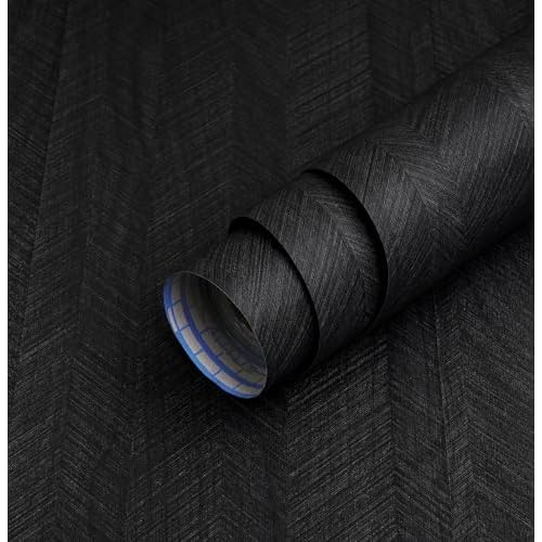 Safiyya Peel and Stick Wallpaper Black Contact Paper for Walls Bathroom Modern Wall Paper Self Adhesive Textured Removable Wallpaper for Bedroom Wood Look Vinyl Rolls 78.7"¡¿15.7"
