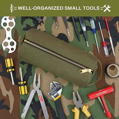 Rough Enough Small Tool Pouch Bag Canvas for Motorcycle Bike Accessories Storage Organizer with Zipper Handle Army Green