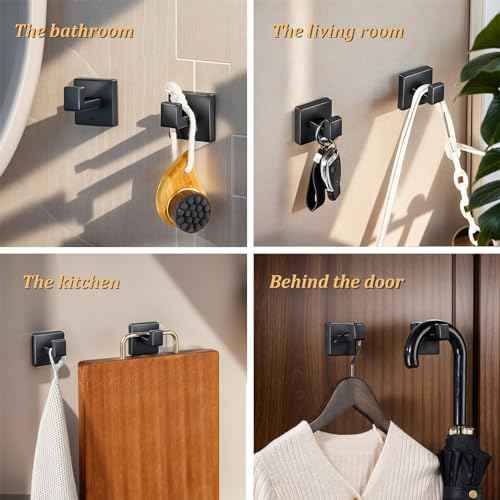 10 Pieces Bathroom Hardware Accessories Set 16 Inch Wall Mounted Towel Bar Set Matte Black Towel Rack Rings Stainless Steel Toilet Paper Holder Bath Coat Hooks