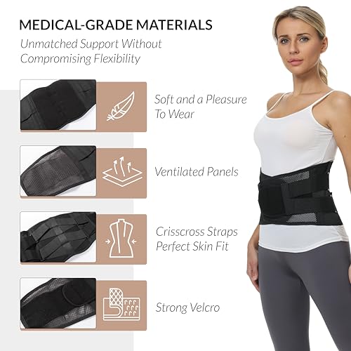 NeoTech Care Adjustable Double Pull Lumbar Brace/Lower Back Belt (Black, Size XL)