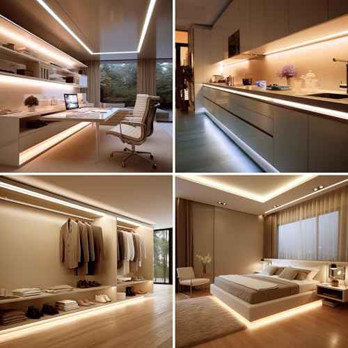 24V COB LED Strip Light 65.6ft (2 Rolls of 32.8ft) Kit, 3000K Warm White Cuttable 11W/M 312LEDs/M CRI 93 LED Tape Lights with Power Supply for Bedroom Kitchen Living Room Ceiling