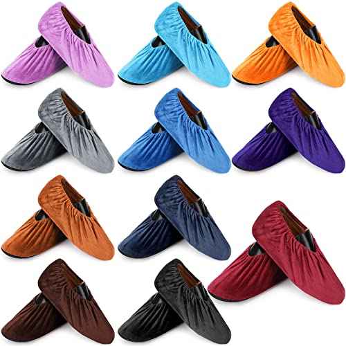 JaGely 11 Pairs Reusable Non Slip Cloth Shoe Covers Washable Thickened Boot Shoe Covers for Indoors and Households(Multicolor)