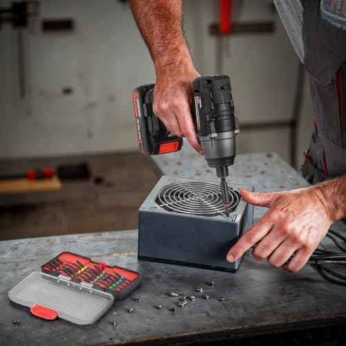 INTERTOOL Impact Bit Set for Impact Drivers with Compact Hard Case | 21pc Color-Coded Torx, Phillips, Slotted, & Square | S2 Steel Alloy Bits with Quick Change Magnetic Holder | VT08-3381