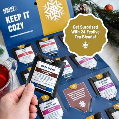 Tiesta Tea 2025 Advent Calendar, 24 Unique Mother's Day Loose Leaf Blends, Limited Edition Holiday Tea Gift Set, Perfect Variety Pack for Tea Enthusiasts