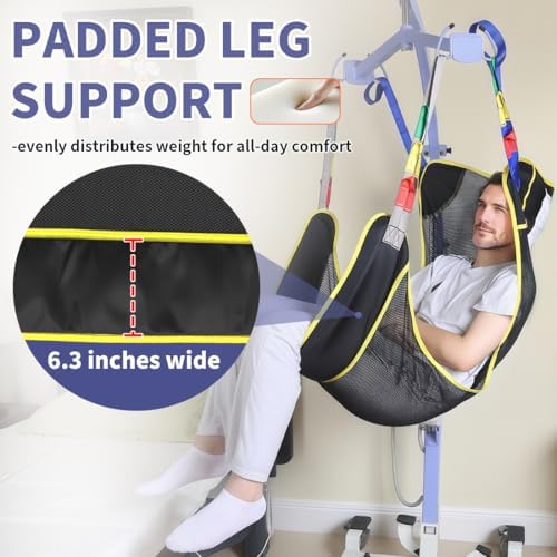 500lbs Mesh Full Body Sling for Lift - Patient Transfer Sling with Wide Pads for Elderly & Disabled,Compatible and Multi-Scene Transfer