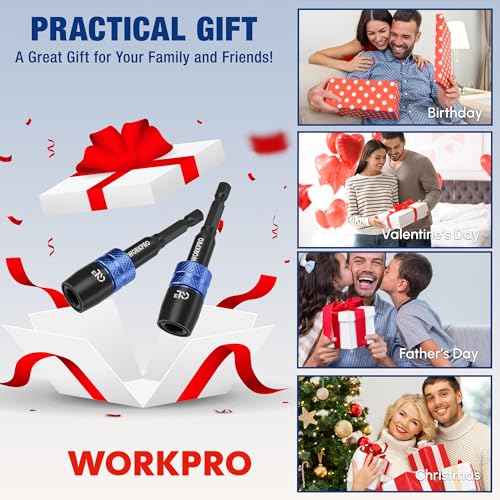 WORKPRO 2-Piece Drill Screwdriver Bit Holder for Impact Driver Bits, 3" Drill Bit Extension, 1/4 Inch Hex Shank Quick Release Extension Adapter, Ideal for Nuts, Drills and Socket Driver Adapters