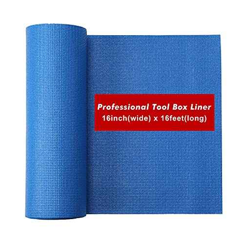CASOMAN Professional Grade High Grip Tool Box Liner, Drawer Liner, and Shelf Liner, Blue, 16 inch (Wide) x 16 feet (Long), Adjustable Thick Cabinet Liners