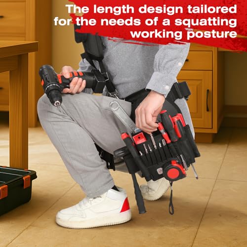 Tool Belt for men | 38-Pockets Heavy Duty Padded Tool Belts | With Suspenders | Detachable & Adjustable Tool Pouch Bag | Electrician,Carpenter,Construction,Framers,Carpenter,Roofing