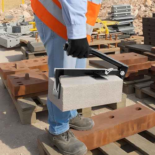 Adjustable Heavy Duty Brick Tongs Set Heavy Duty Block Tongs with Rubber Pad Handle and Work Gloves Adjustable 9-13.7 Inches Paver Claw for Bricks Lifting Carrying