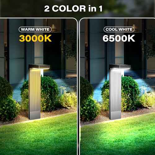 Solar Pathway Lights Outdoor 4Pack, 2 Color in 1 Motion Sensor Walkway Lights 400LM with Warm/Cool White, 12H Lasting, IP65 Waterproof Solar Powered Landscape Lighting for Garden, Yard