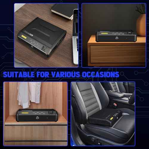 Gun Safe, Biometric Gun Safes for Handgun with 3 Ways Unlock Fingerprint Digital PIN Key Fingerprint Quick Access Pistol Safe for Car Nightstand Living Room