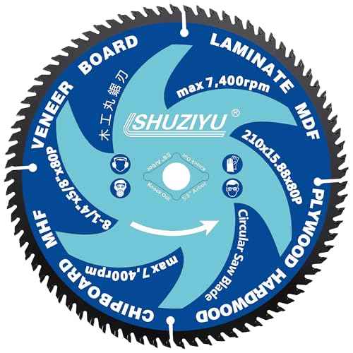 LSHUZIYU 8 1/4 Inch (210MM)-80T, Arbor 5/8"-Diamond, Smooth Cut Coating. Circular Saw Blade, Table Saw Blade, Miter Saw Blade, for Laminate, Veneer Board, Plywood, Hard Wood, MDF and HDF Cutting