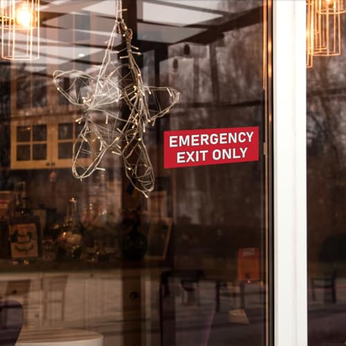 Pack 6 Pcs Exit Only Emergency Sticker for Cars Vehicles Trucks Indoor Outdoor Window Safety Warning Signs Bumper Stickers Weatherproof Large Vinyl Decals Car Exterior Accessories