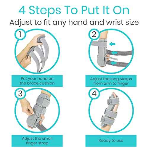 Vive Resting Hand Splint (Left) (w/ Rehab Video App) - Night Immobilizer Wrist Finger Brace - Thumb Stabilizer Wrap - for Arthritis, Tendonitis, Carpal Tunnel Pain - Functional Support for Sprains Fractures (Medium)