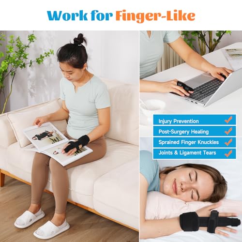 Fanwer Finger Splint with Mallet Finger Splint(3PCS), Adjustable Pointer Finger Splint, Reversible Pinky Finger Splint, Middle Finger Splint, Index Finger Splint, Ring Finger Splint