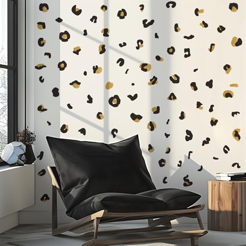 Polka Dots Wall Decals Gold Decal Leopard Decals Cow Vinyl Wall Decal Abstract Wall Stickers Removable Peel and Stick Wall Sticker for Living Room Bedroom Decor
