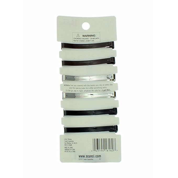 Scunci Effortless Beauty - Open Center Metal Barrettes, Assorted Colors (6 Count)
