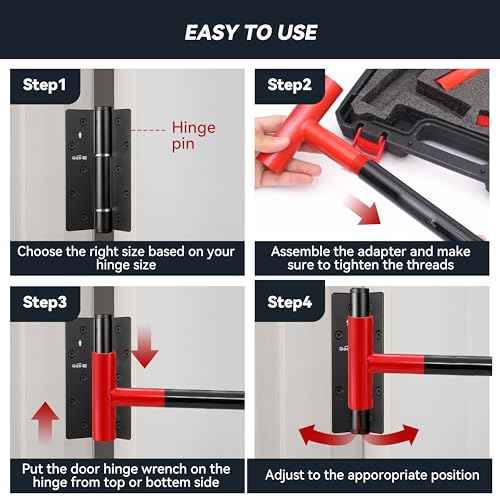 Door Hinge Adjustment Tool Kit, 4 in 1 Hinge Gap Adjusting Wrench Set for Residential and Commercial Multi-Size Door,Hinge Door Gap Adjustment Tool for Round Bolt Hinged Doors