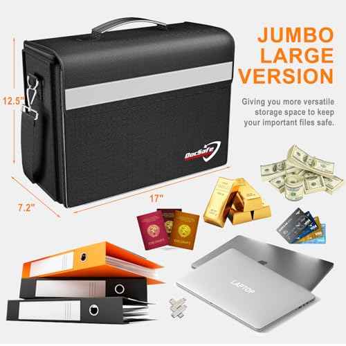 DocSafe Fireproof Document Bag with Multiple Pockets,5200¡ÆF Large (17¡±x12.5¡±x7.2¡±) File Organizer Fireproof Waterproof Bag Important Document Holder Home Office Portable Filing Storage for Valuables