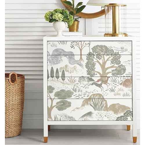 Erfoni 16.9"x118" Boho Peel and Stick Wallpaper Forest Green/Brown/White Contact Paper DIY Self Adhsive Wallpaper Waterproof Removable Peel and Stick Wall Paper for Bedroom Accent Walls Decor