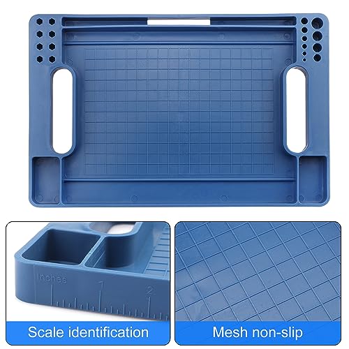 3 Pieces, Flexible Tool Tray, Rubber Tool Mat Trays, Non-Slip Tool Organizer, Heat and Oil Resistant Rubber, for Automotive and Home Tool Tray, 14 x 9 x 1 Inch, Blue