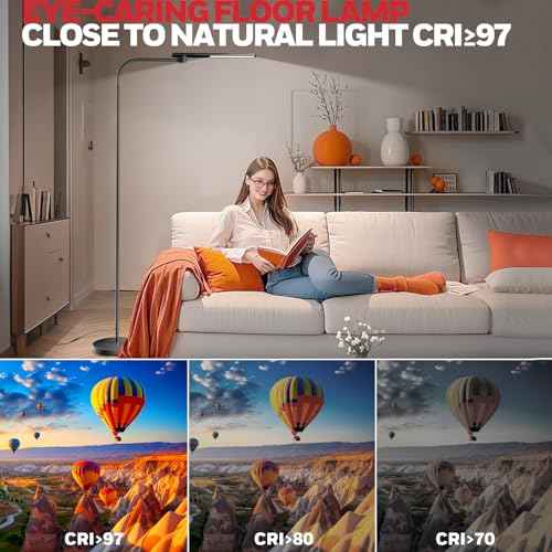 Honeywell LED Floor Lamp, F4 Sunturalux¢â Gooseneck Floor Lamps for Living Room, Super Bright Stepless Dimmable Tall Standing Lamp, Modern Eye-Caring Reading Floor Lamp for Bedroom Office Study