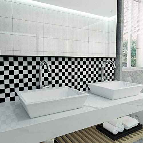 LaCheery Thick Checkered Contact Paper Decorative Self Adhesive Checkered Wallpaper Removable Black and White Wall Paper Peel and Stick Wallpaper for Bathroom Backsplash Shelf Drawer Liners 15.8"x80"