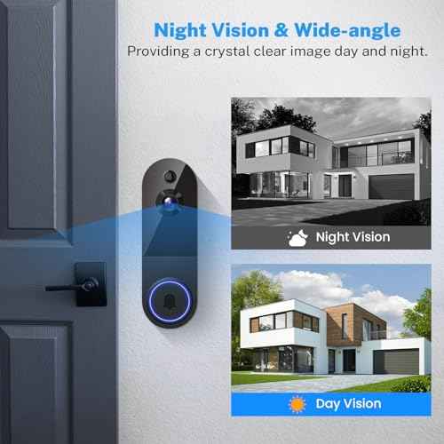 1080p Wireless Video Doorbell Camera with Receiver, AI Human Detection, 2-Way Audio, Night Vision, Cloud Storage, Real-Time Alerts, Rechargeable Battery Powered, 2.4G Wi-Fi Only