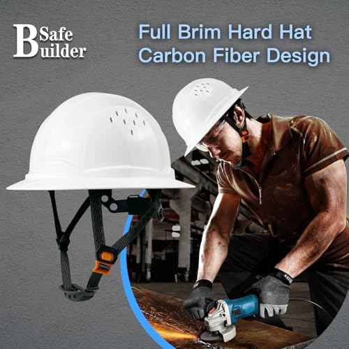 G1 Construction Full Brim Hard Hat for Big Head HDPE Safety Helmet Vented Hardhats Sunshade Industrial Work Head Protection for Men ANSI/ISEA Z89.1