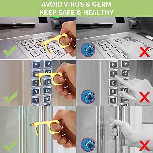 Handy Non-Touch Door Opener - Heavy-Duty Reusable Stylus Keychain - Germ Key Tool (4 Pack)