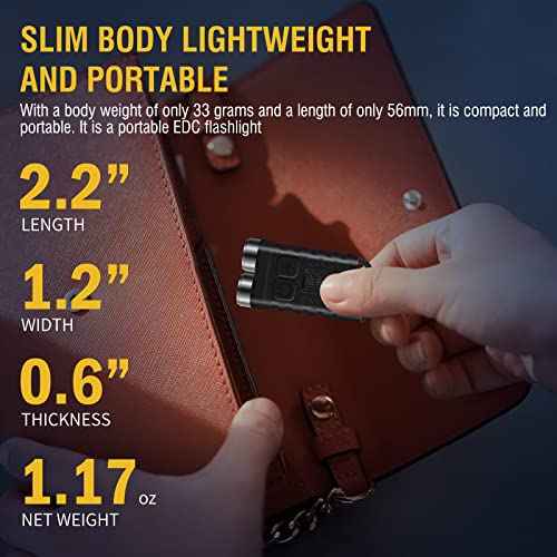 BORUIT V3 Small Powerful EDC Flashlight with Red UV Blue Light,High Lumens 900LM USB-C Rechargeable Mini Pocket Keychain Flashlight-12 Modes,IP65 Waterproof,Tail Magnet(Black)
