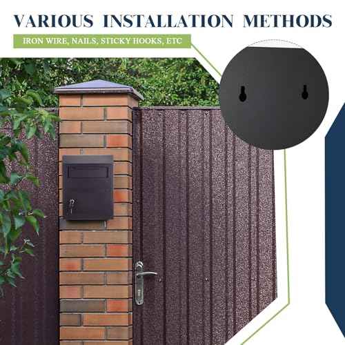 Key Lock Mailboxes for Outside Locking Wall Mount Mailbox Security Key Drop Collection Boxes for Home Business Rent Payments, Mail, Keys, Cash, Checks 15 x 12 x 4 Inches(Black)