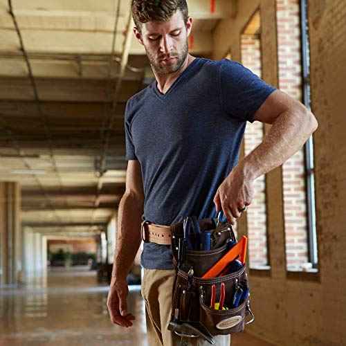 McGuire-Nicholas 10 Pocket Carpenter's Pouch | Premium Leather Nail & Tool Bag with Reinforced Wear Points
