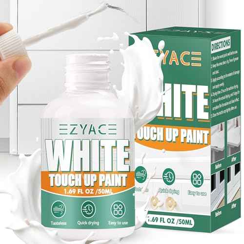 White Touch Up Paint, Multi Surface Touches Up Paints Pen 1.69 Fl Oz for Wood Floor Scratch Repair, Wall, Door, Cabinets, Wood, Furniture, Porcelain, Appliance, Cabinet Paint, Semi Gloss White