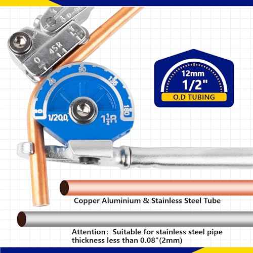 Wostore 1/2" Heavy Duty Tubing Bender Tube Bender Roller 180¡Æ HVAC Copper Tool for Copper Pipe, Aluminum Pipe, Iron Pipe, Stainless Steel Pipe