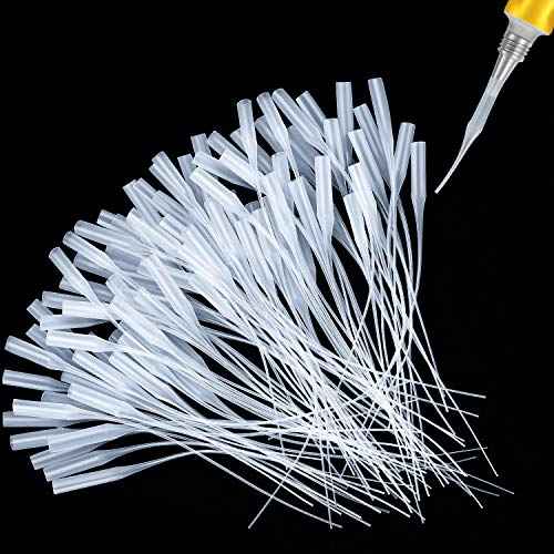 Hsei 200 Pcs Micro-Tips Plastic Glue Bottle Tips Glue Extender Precision Applicator for Crafting, Lab Dispensing, Adhesive Dispensers