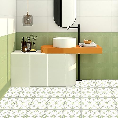 4 Pieces 8 x 8 Inches Wall Stencils Reusable Geometric Floor Tile Stencils for Painting Walls, Tiles, Floors, Concrete Patios, Front Porch, Wood, Furniture, Fabric - Snowflake Pattern