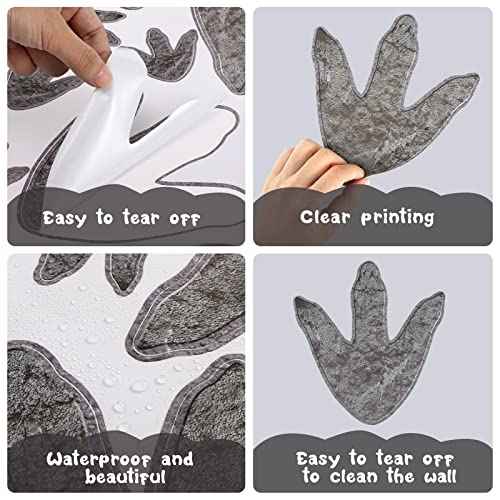 66 Pcs Dinosaur Footprints Decor Floor Decals Peel and Stick Dinosaur Track Stickers Removable Tracks Wall Decals Vinyl Footprints Wall Decal for Room Nursery Bedroom Home, 3 Sizes
