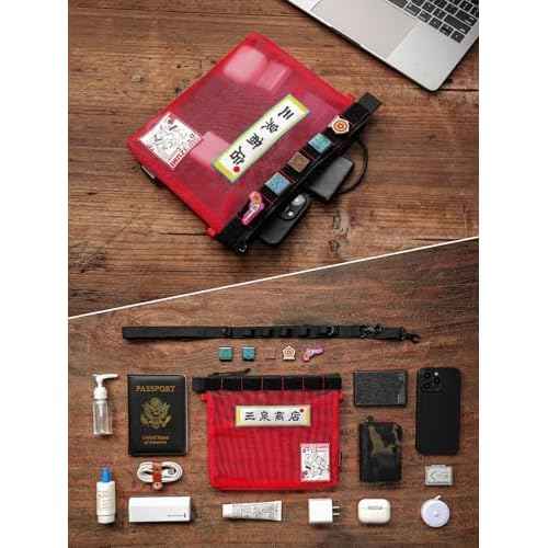TACTICAL_GEEK Storage A11 & Sunizumi Shoten Collaborative EDC Organizer Pouch: Manga-Style Semi-Transparent Mesh Bag for Digital Tool Organization