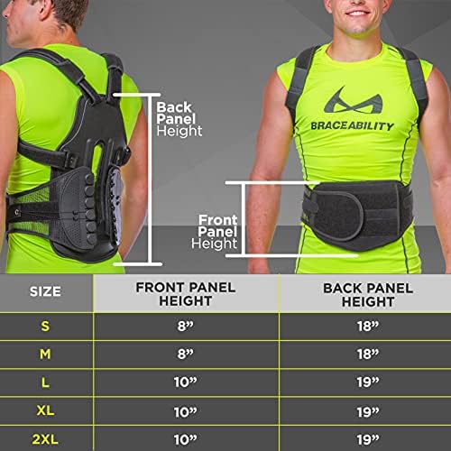 BraceAbility TLSO Full-Body Back Brace Support - Hard Postural Clamshell Jacket for Thoracic Kyphosis, Scoliosis, Scheuermann's Disease, Posture Correction, Post-Surgery Recovery (Small)