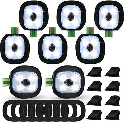 Mudder LED USB Rechargeable Beanie Light with Rubber Piece for LED Beanie Hat Craft Kits, Easy Install and Replaceable Headlamp Hat DIY Unisex Hand-Free Headlight for Men and Women(8 Pieces)